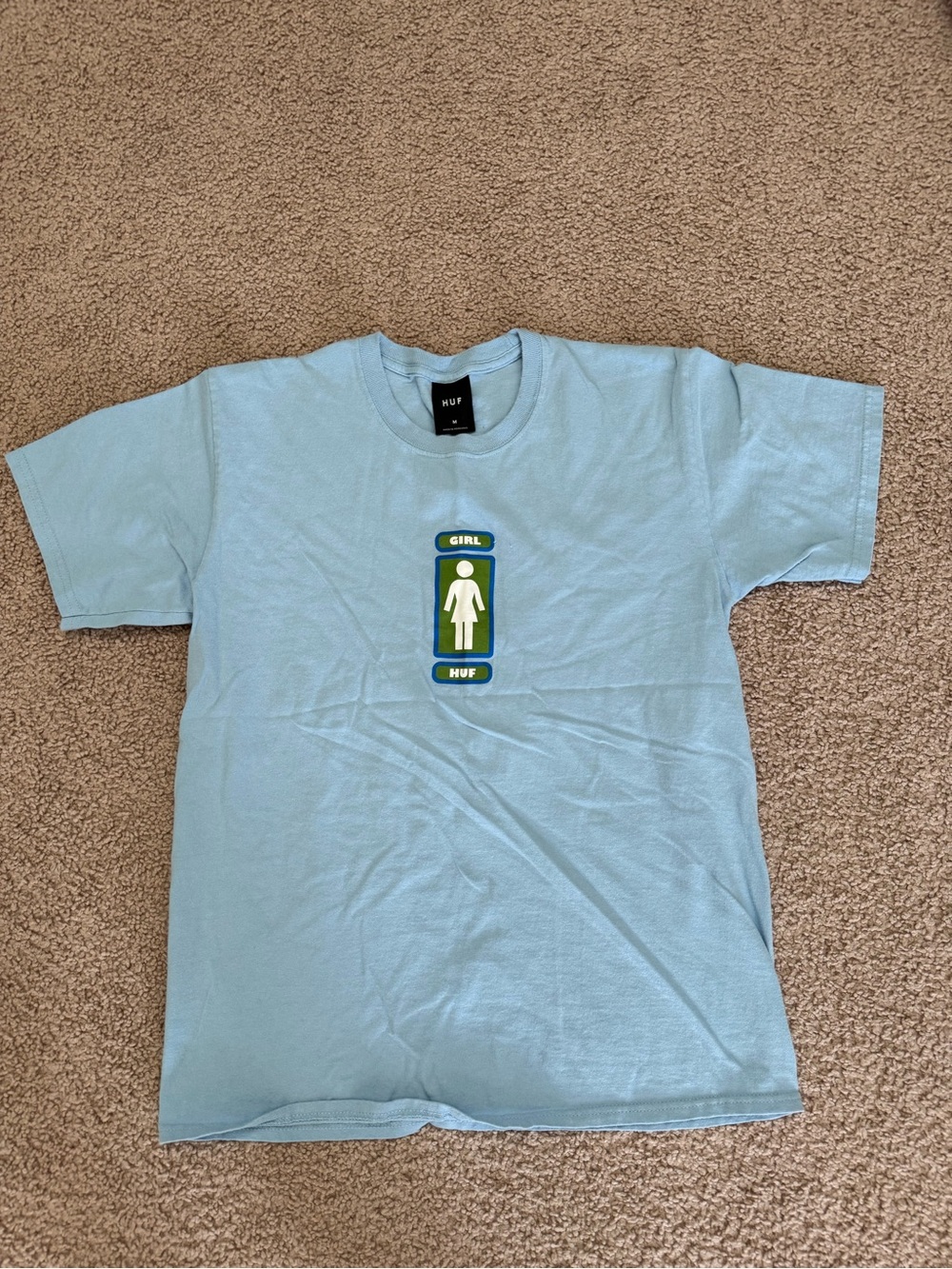 HUF Light Blue Short Sleeve Tee with Green Graphic